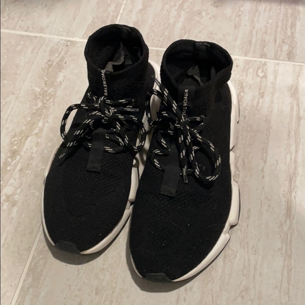 balenciaga black laced speed sock size 7